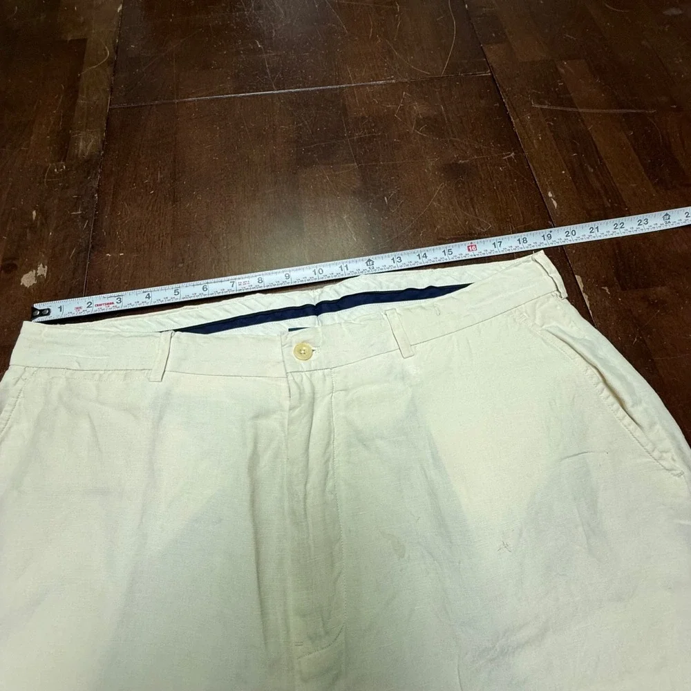 Polo Ralph Lauren Pants Fits 38/29 Cream Linen Silk Blend Flat Front Straight